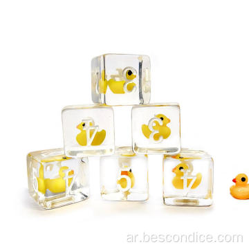 Bescon Yellow Duck 16mm 6 Sides Dice Set من 6 ، مجموعة Duck D6 6pcs الأصفر